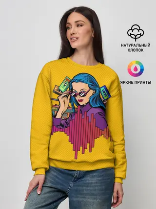 Женский свитшот / Ретро. Девушка 90-х Арт.