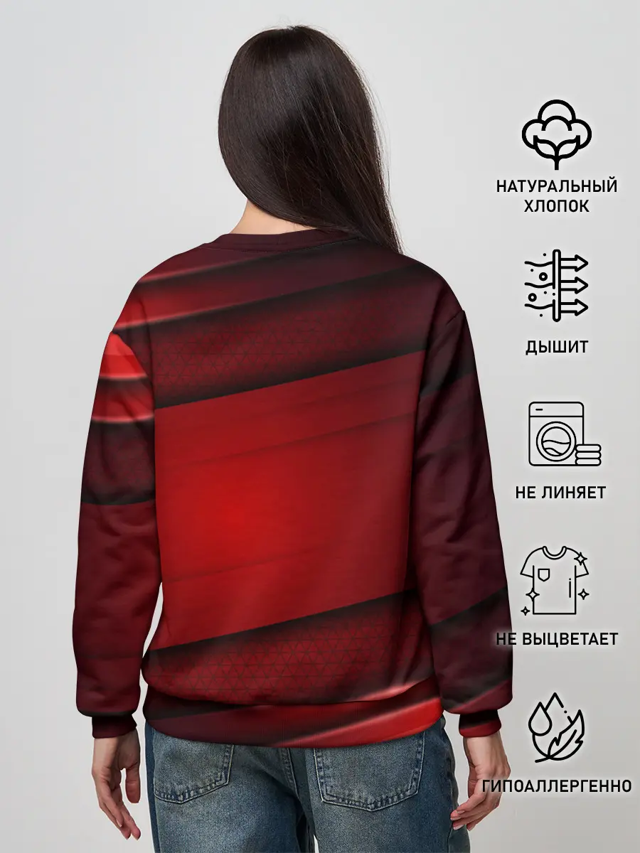 Женский свитшот / 3D red Абстрактные линии