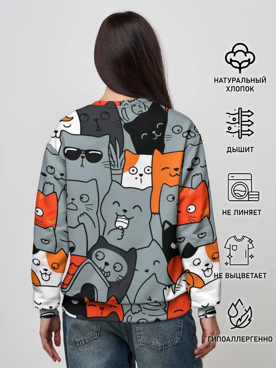 Женский свитшот / Разноцветные коты