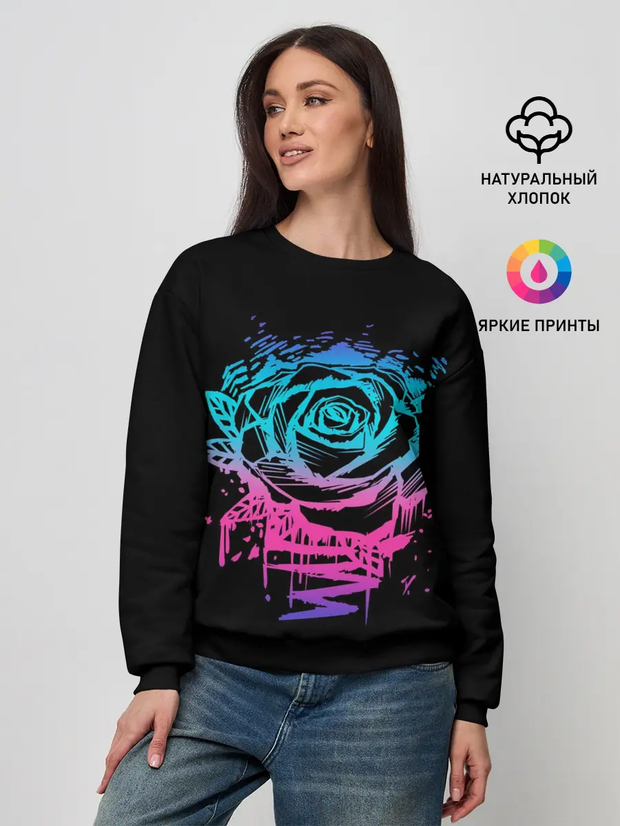 Женский свитшот / Неоновая Роза | Neon Rose