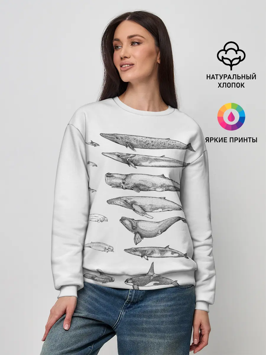 Женский свитшот / киты графика