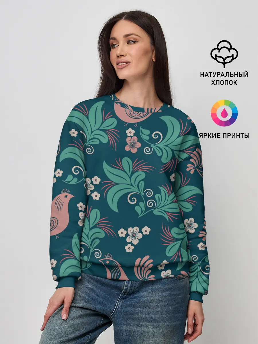 Женский свитшот / Птицы в Цветах