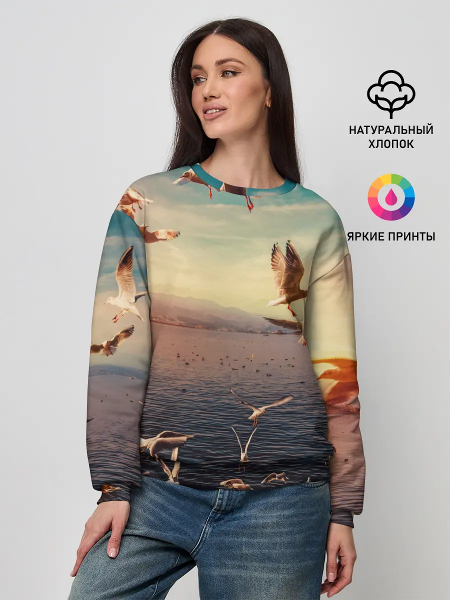 Женский свитшот / Чайки на воде