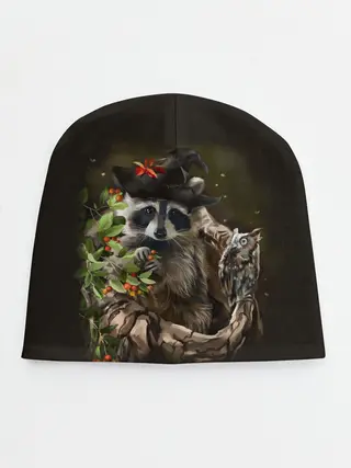 Детская шапка / Енот и сова