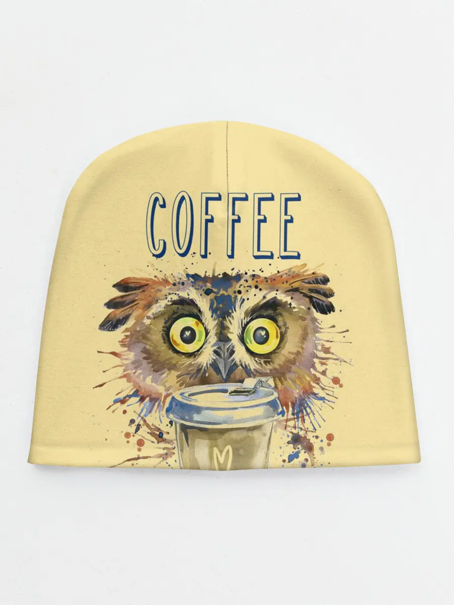 Детская шапка / Сова и кофе