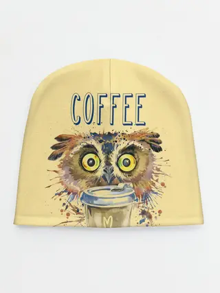 Детская шапка / Сова и кофе