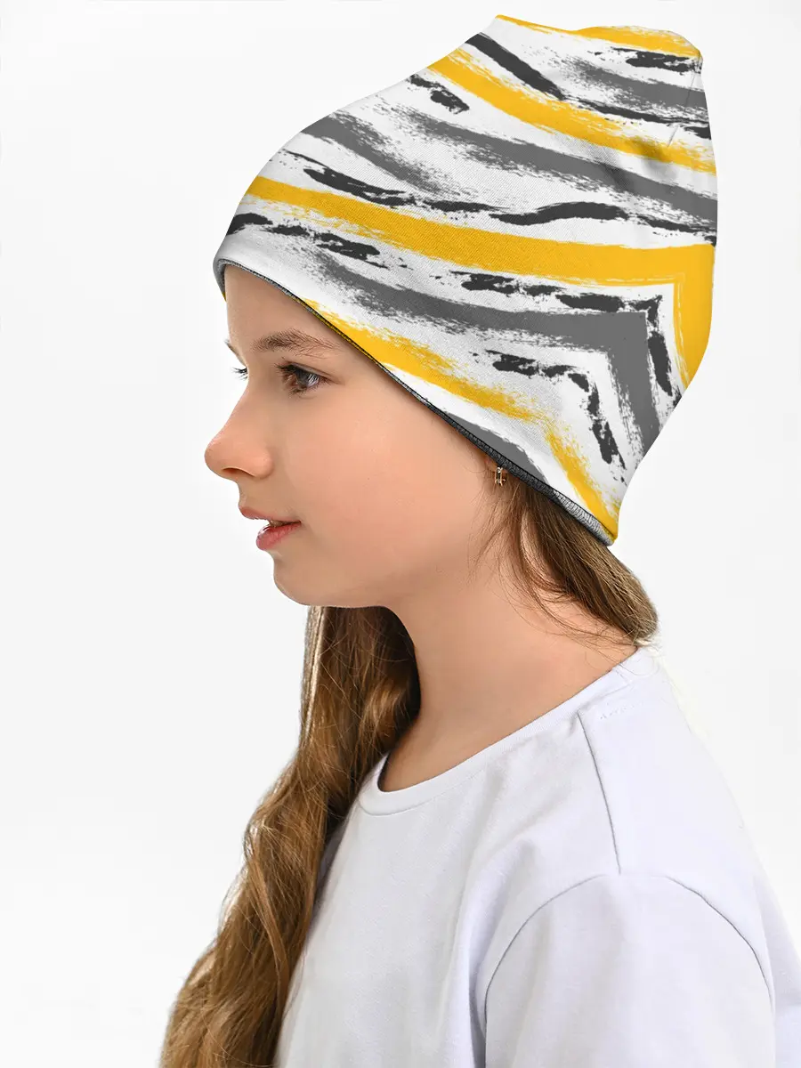 Детская шапка / Серый-желтый