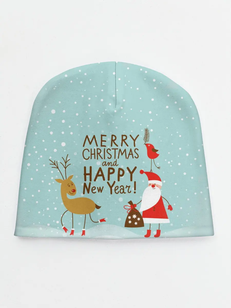 Детская шапка / олень и Дед Мороз