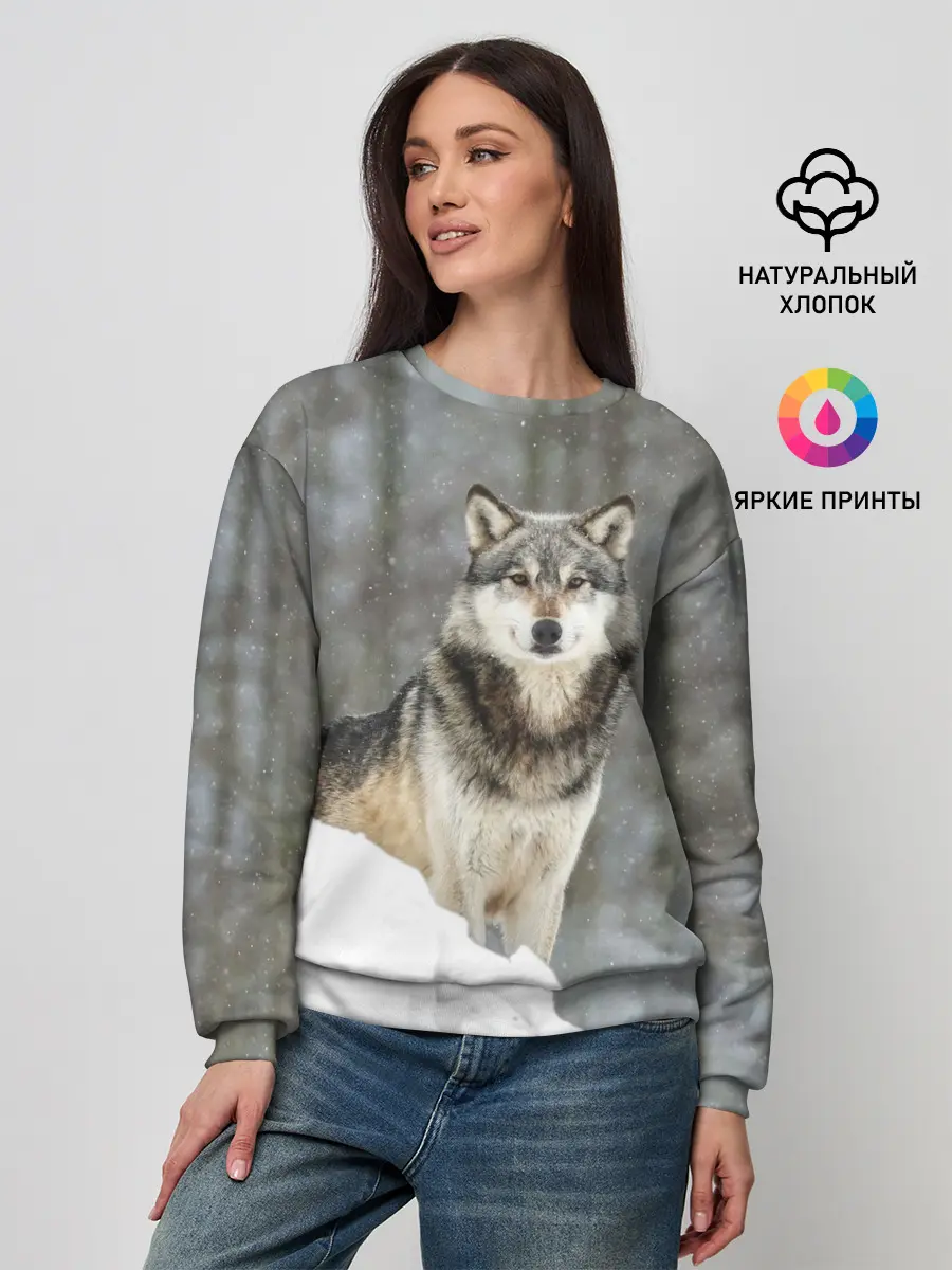 Женский свитшот / Волк и снег