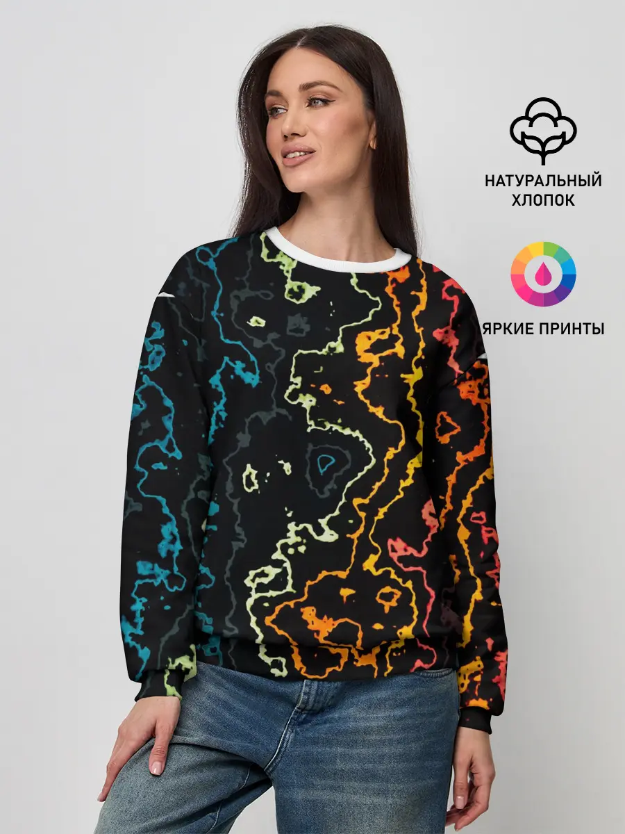 Женский свитшот / линий,цветной,черный