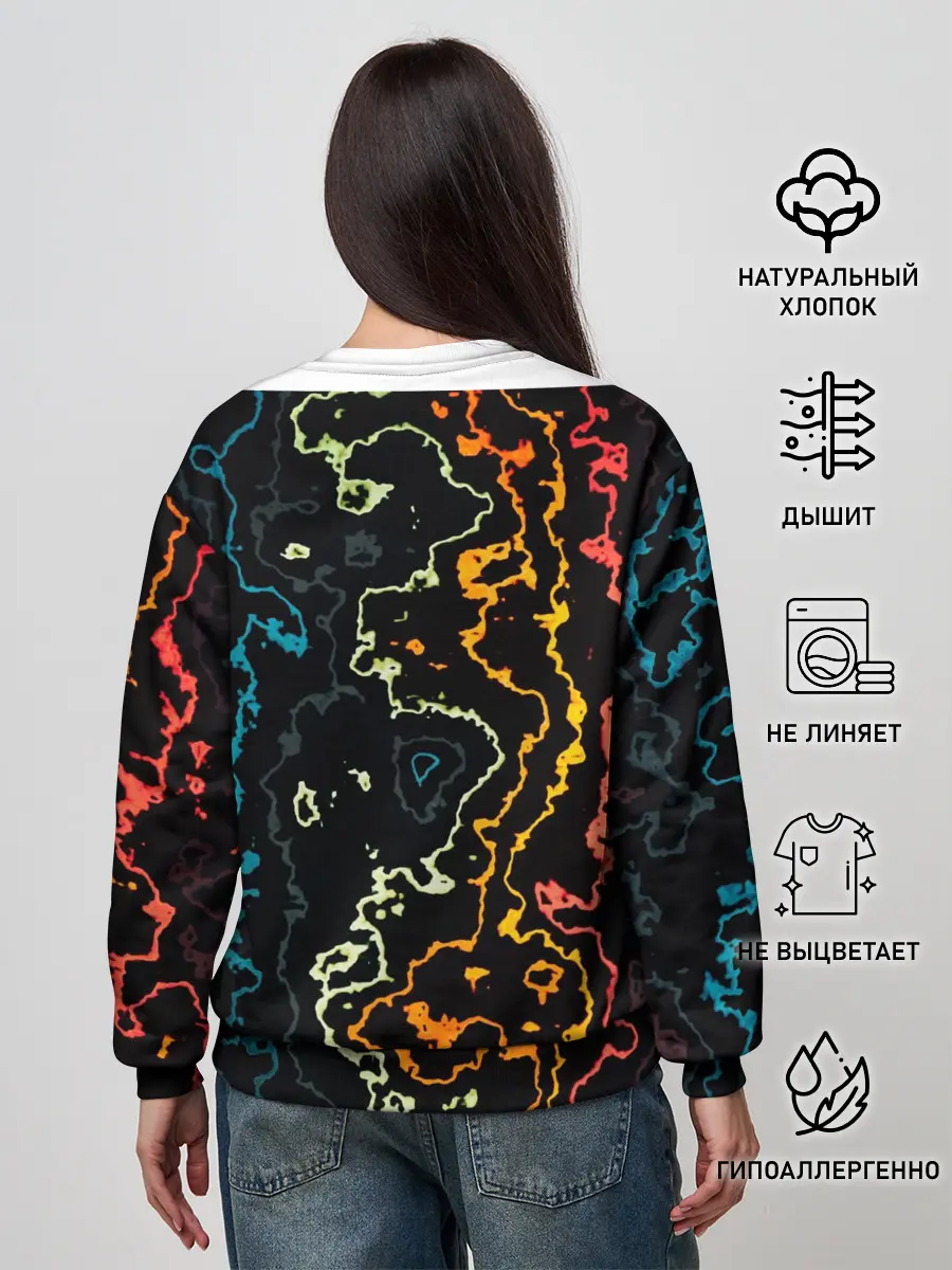 Женский свитшот / линий,цветной,черный