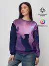 Женский свитшот / Кошка играет с бабочкой