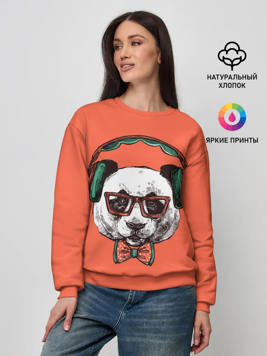 Женский свитшот / панда-меломан