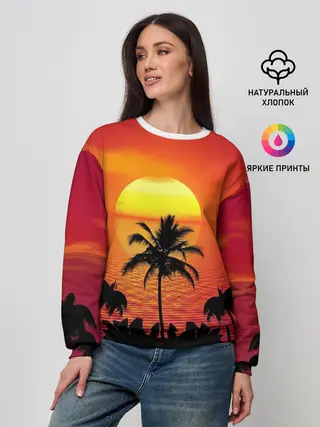 Женский свитшот / Пальмы на фоне моря