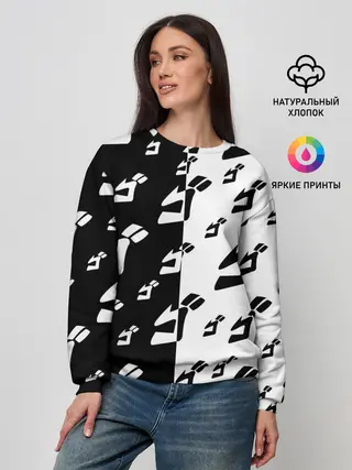 Женский свитшот / Паттерн ДжоДжо черно-белый