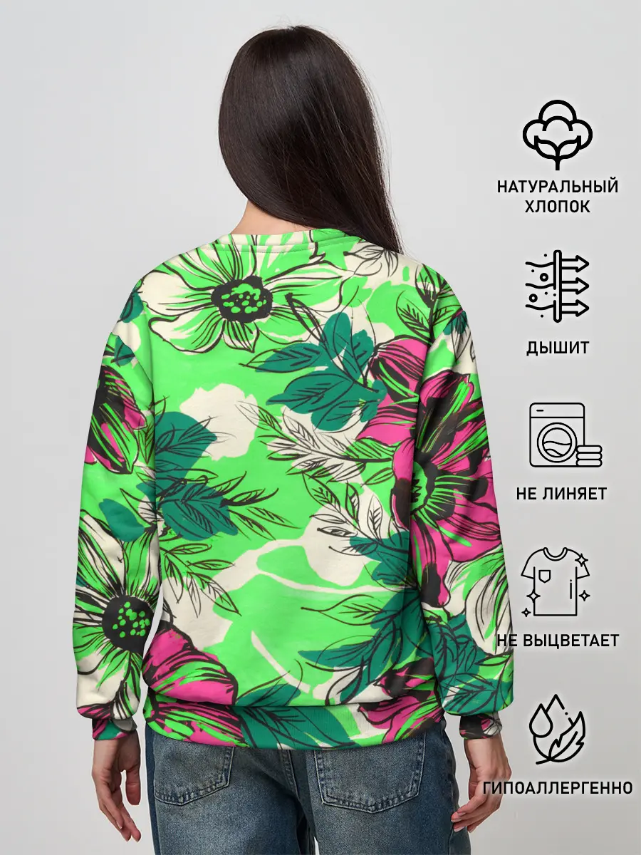 Женский свитшот / Цветы в неоне