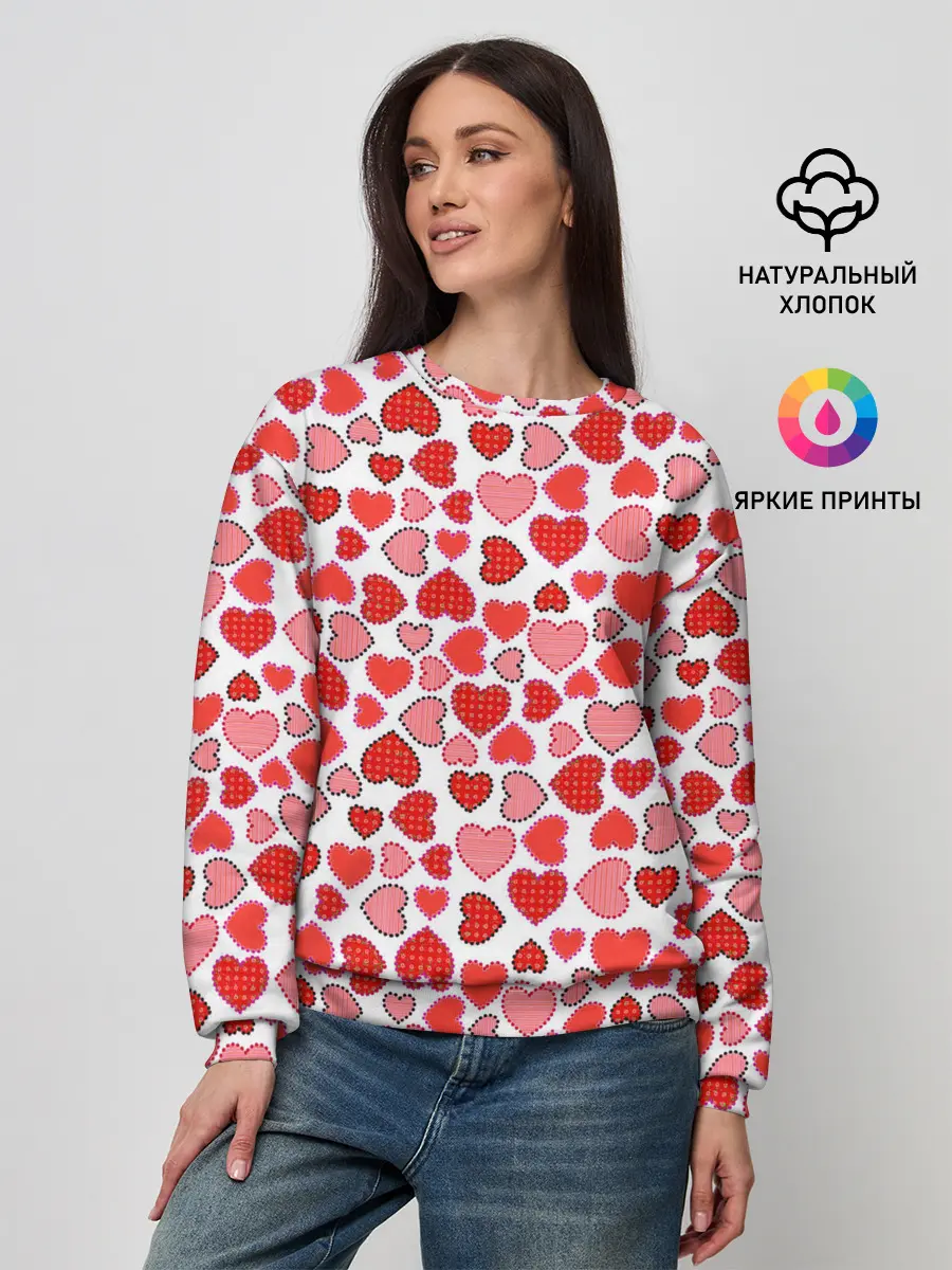 Женский свитшот / Сердечки паттерн