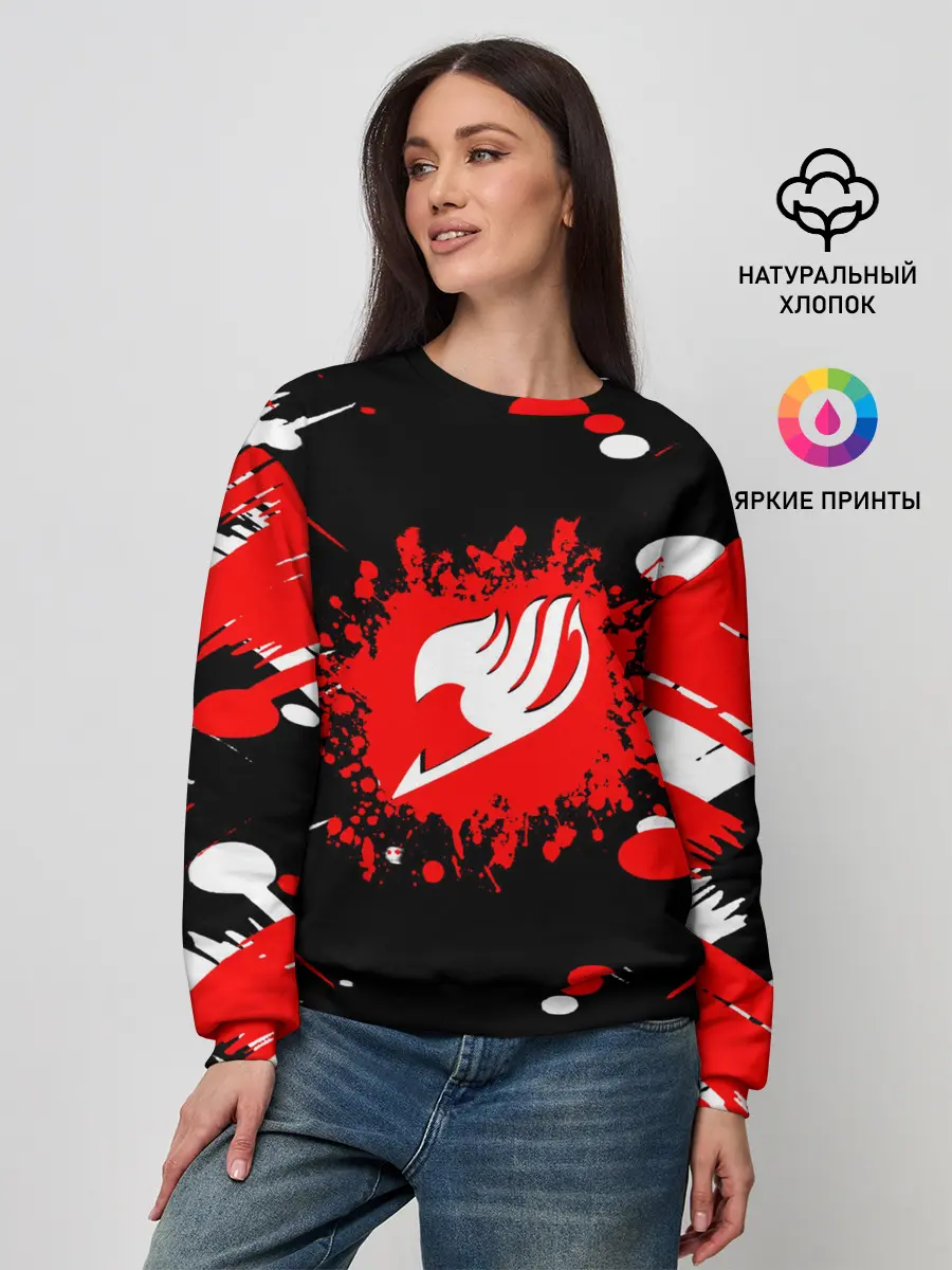 Женский свитшот / Хвост Феи красно-черная геометрия