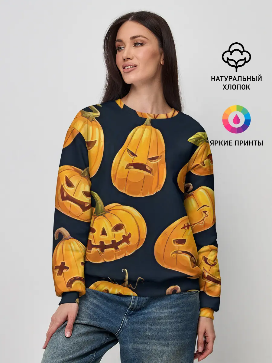 Женский свитшот / Праздничные тыквы