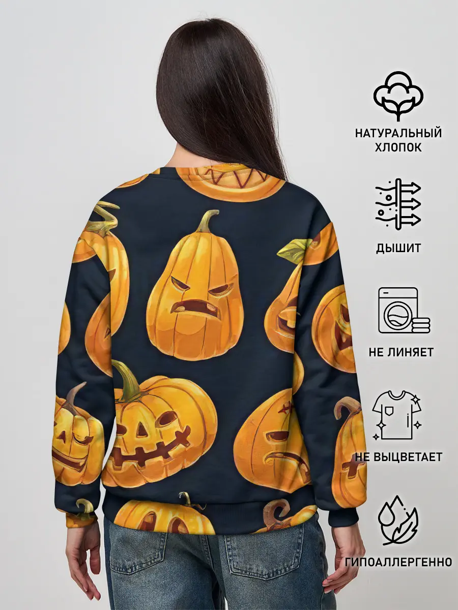 Женский свитшот / Праздничные тыквы