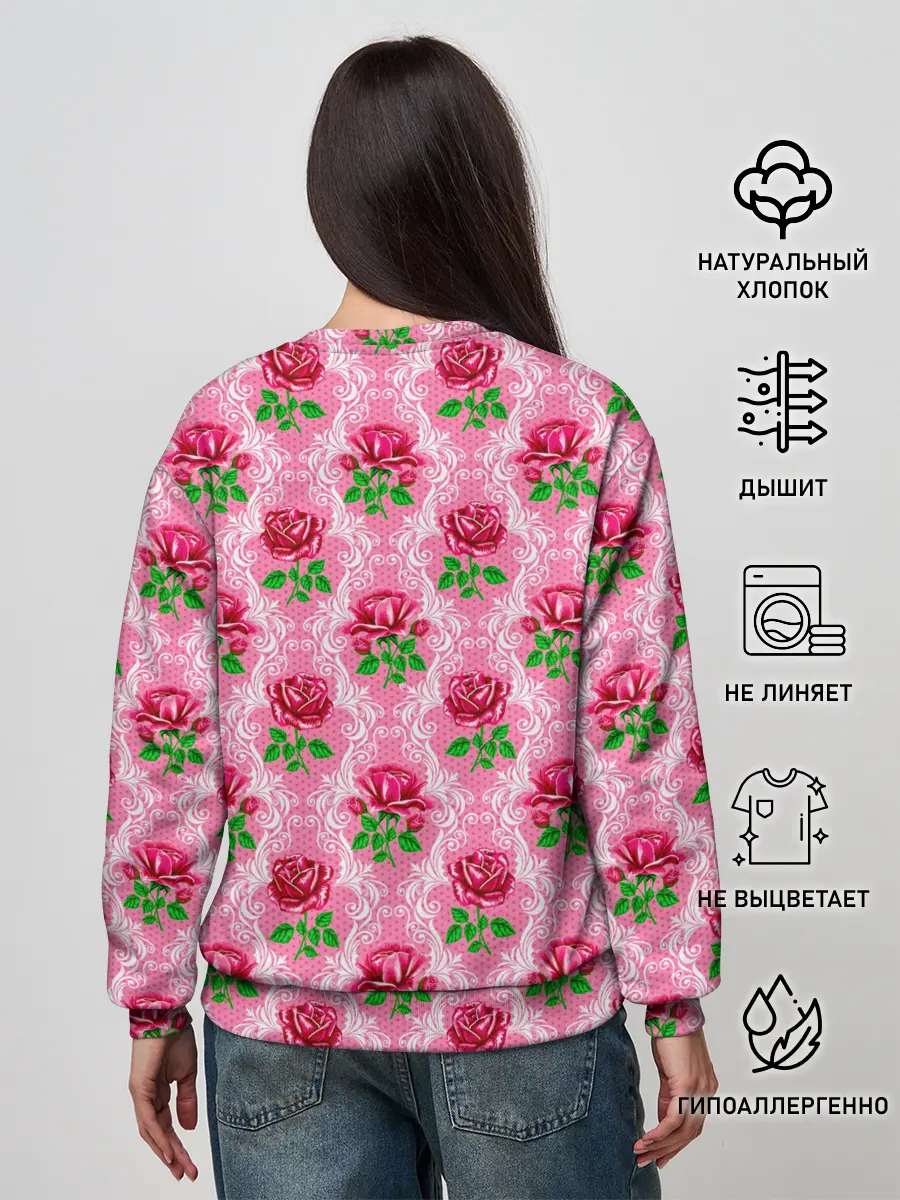 Женский свитшот / Декор из нежных роз