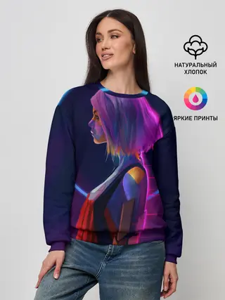 Женский свитшот / Девушка в неоне