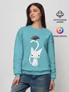 Женский свитшот / Белый котик и воробушек