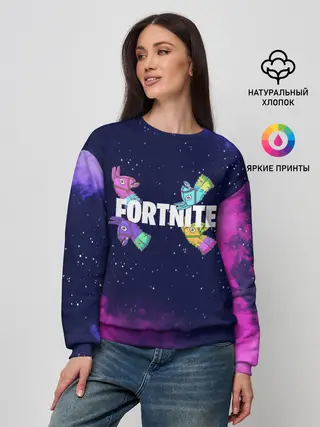 Женский свитшот / Ламы фортнайт в космосе