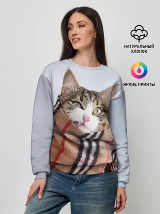 Женский свитшот / Кот в шарфе