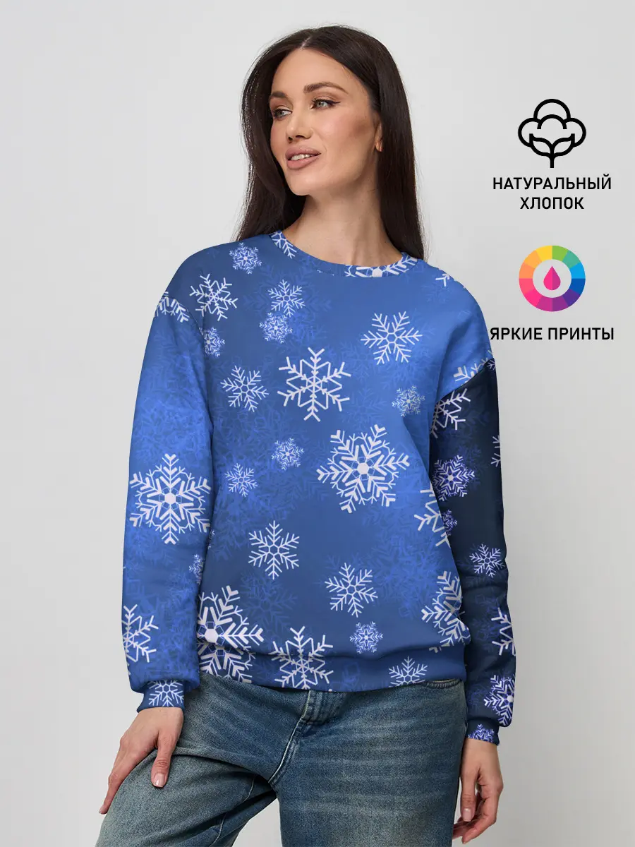 Женский свитшот / Снежинки.