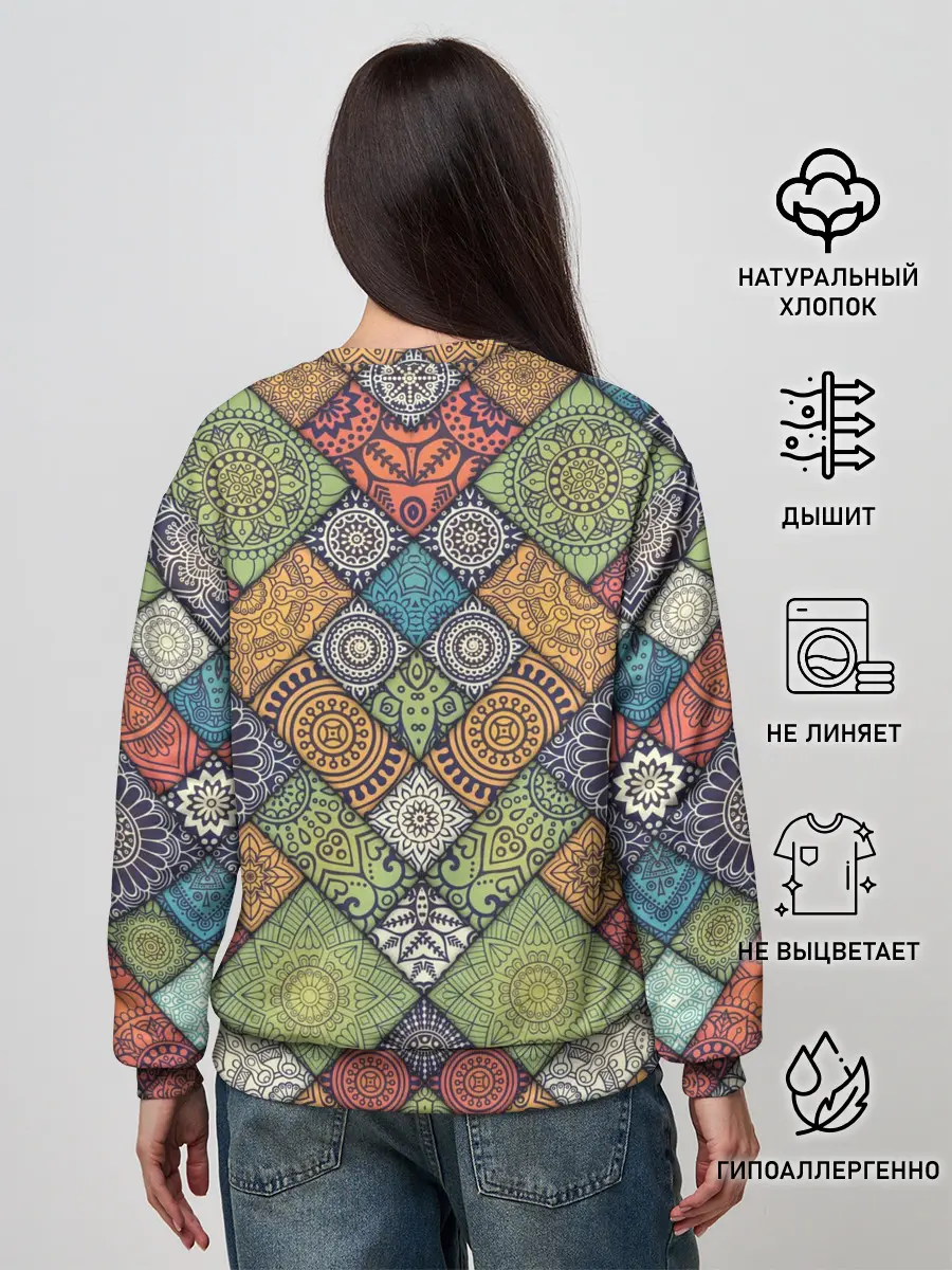 Женский свитшот / Мандалы лоскутный печворк