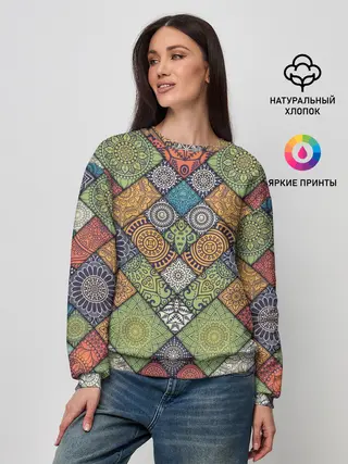 Женский свитшот / Мандалы лоскутный печворк