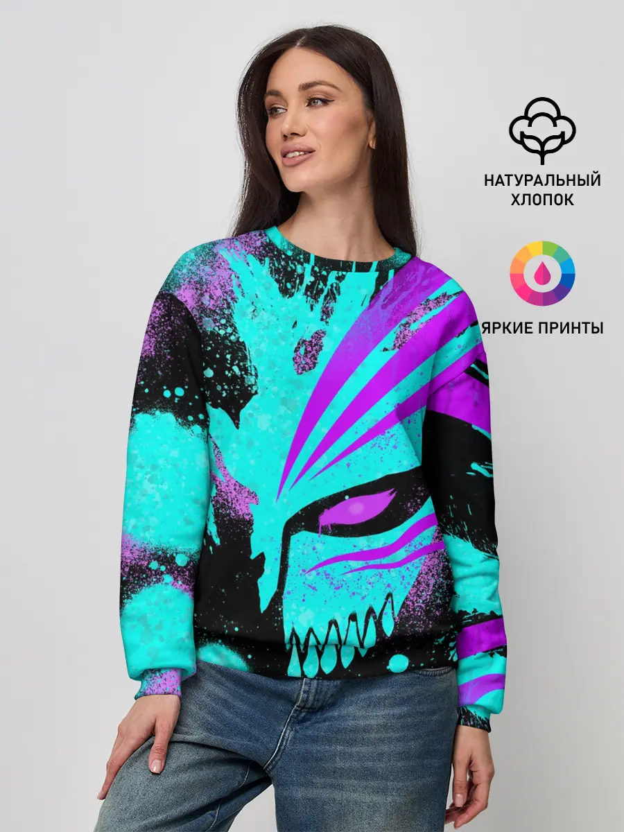 Женский свитшот / БЛИЧ МАСКА ПУСТОГО НЕОН