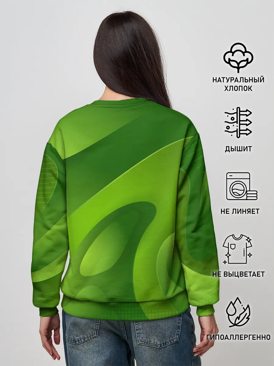 Женский свитшот / 3d Green abstract