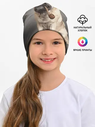 Детская шапка / Мопс в кепке