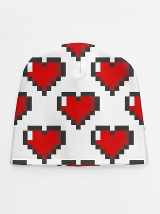 Детская шапка / Пиксельные сердечки