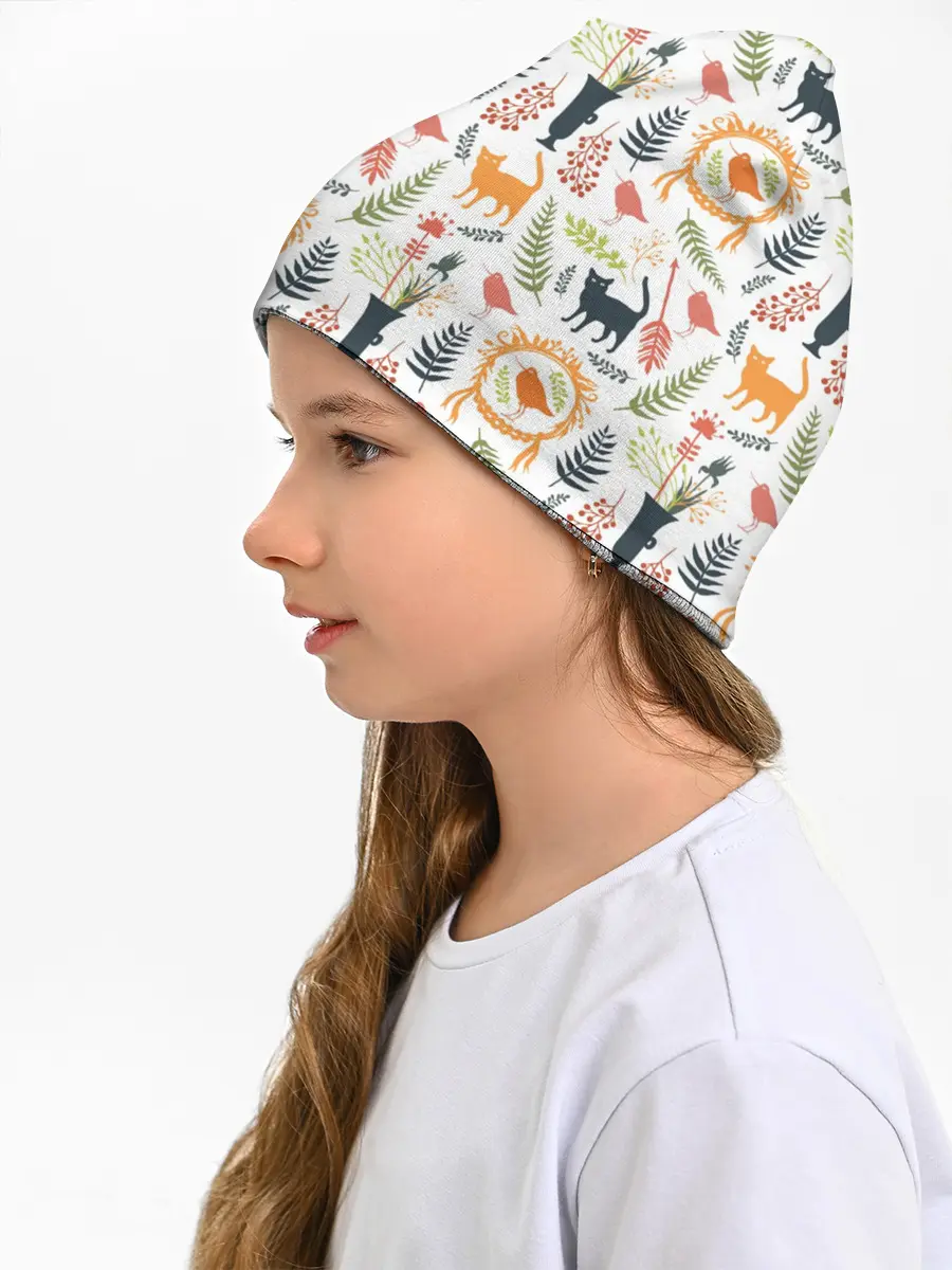 Детская шапка / О кошках и птичках