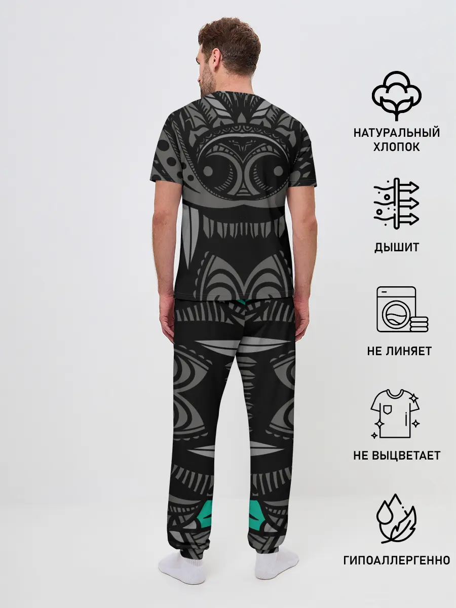 Мужская пижама с брюками / Рисунок волк