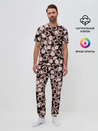 Мужская пижама с брюками / Popping cats