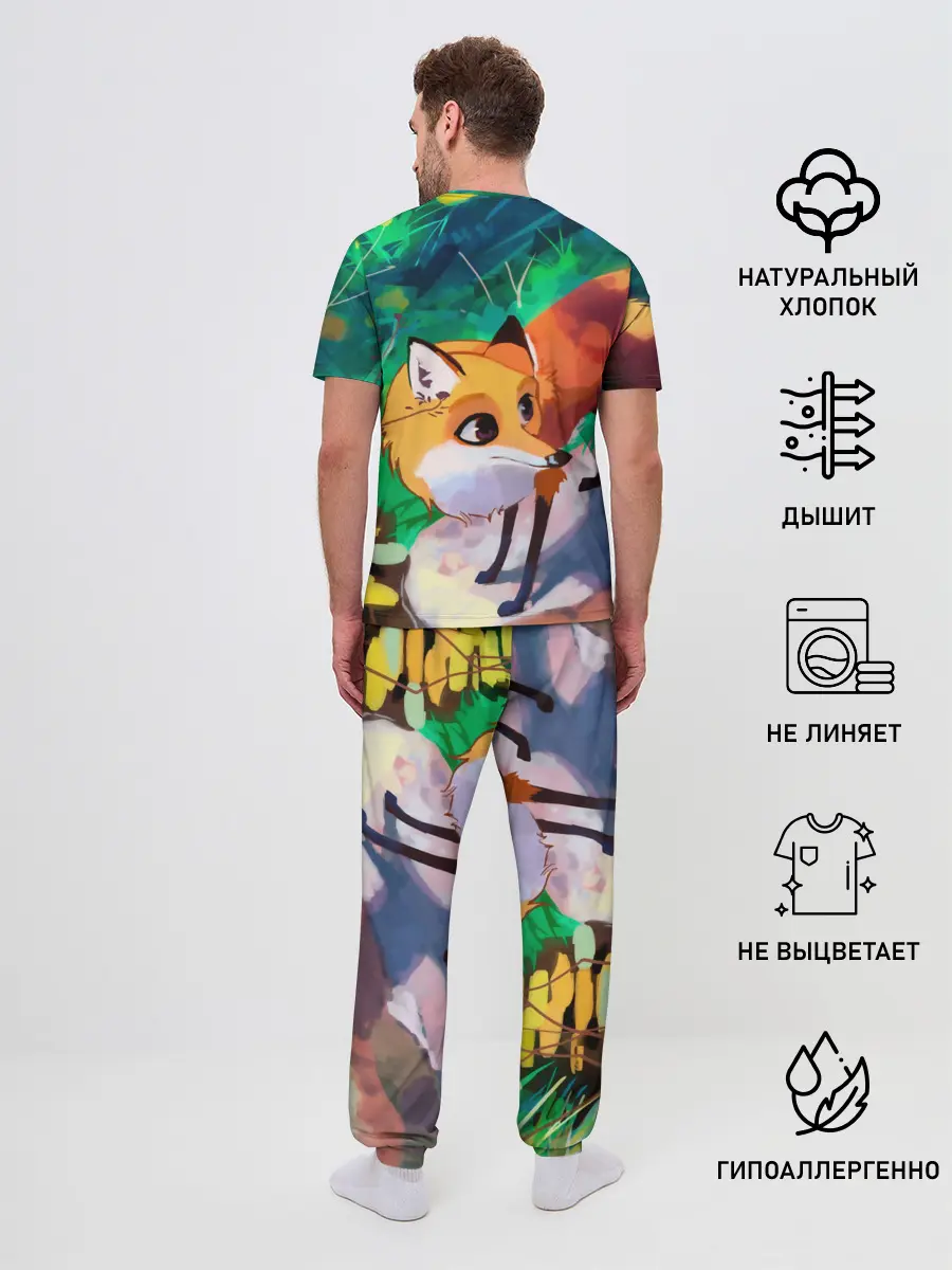 Мужская пижама с брюками / Лисичка
