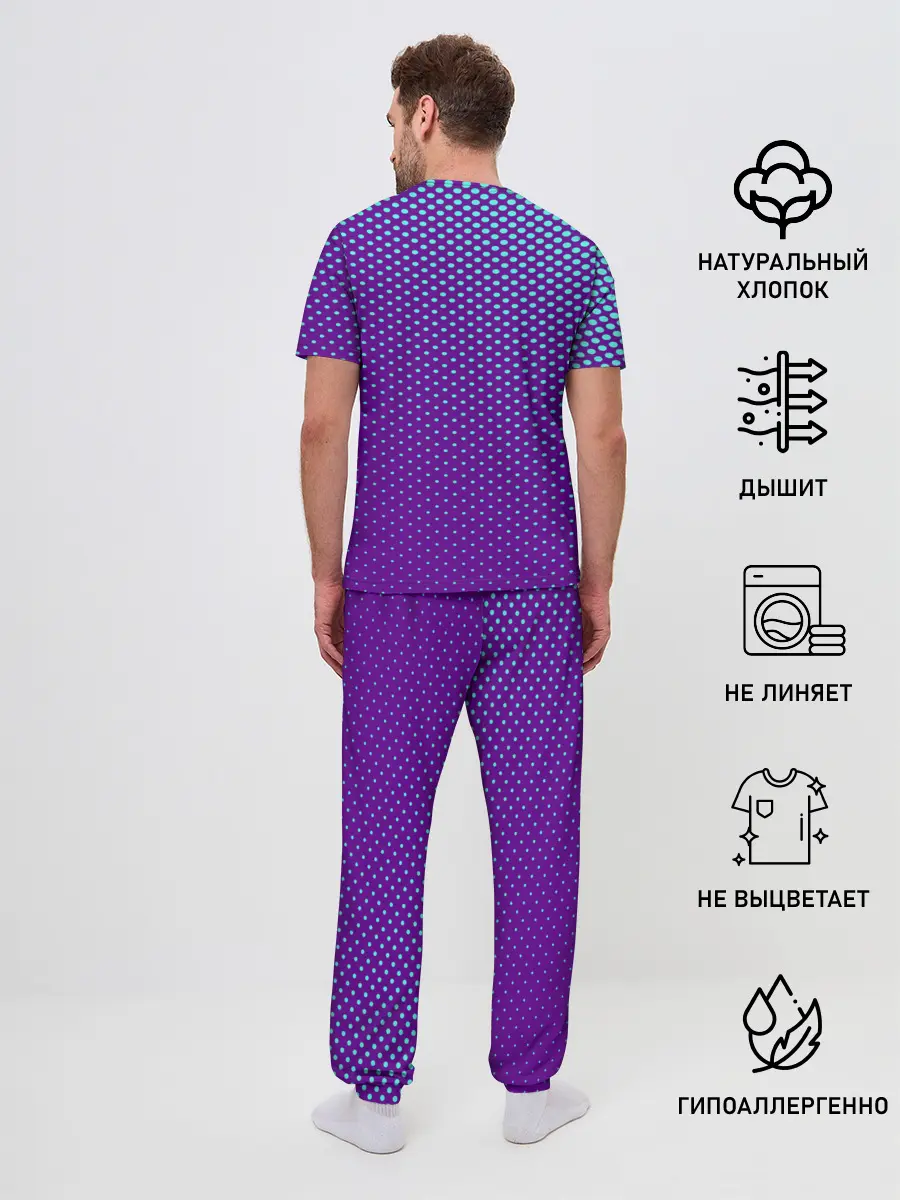 Мужская пижама с брюками / Кот очки наушники модный