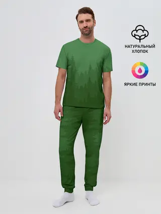 Мужская пижама с брюками / Зеленый Лес