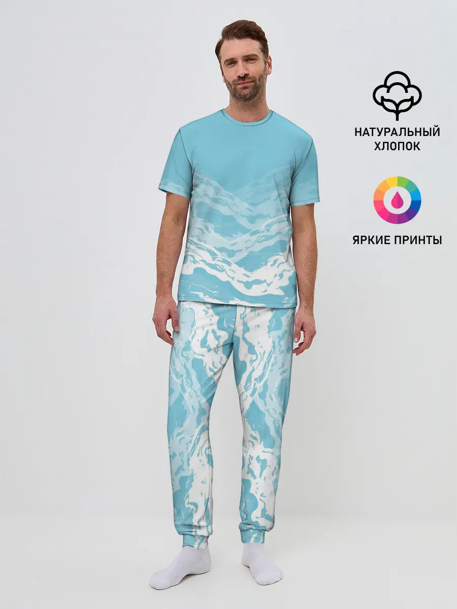 Мужская пижама с брюками / Волны