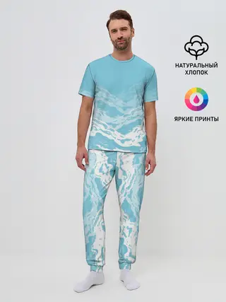Мужская пижама с брюками / Волны
