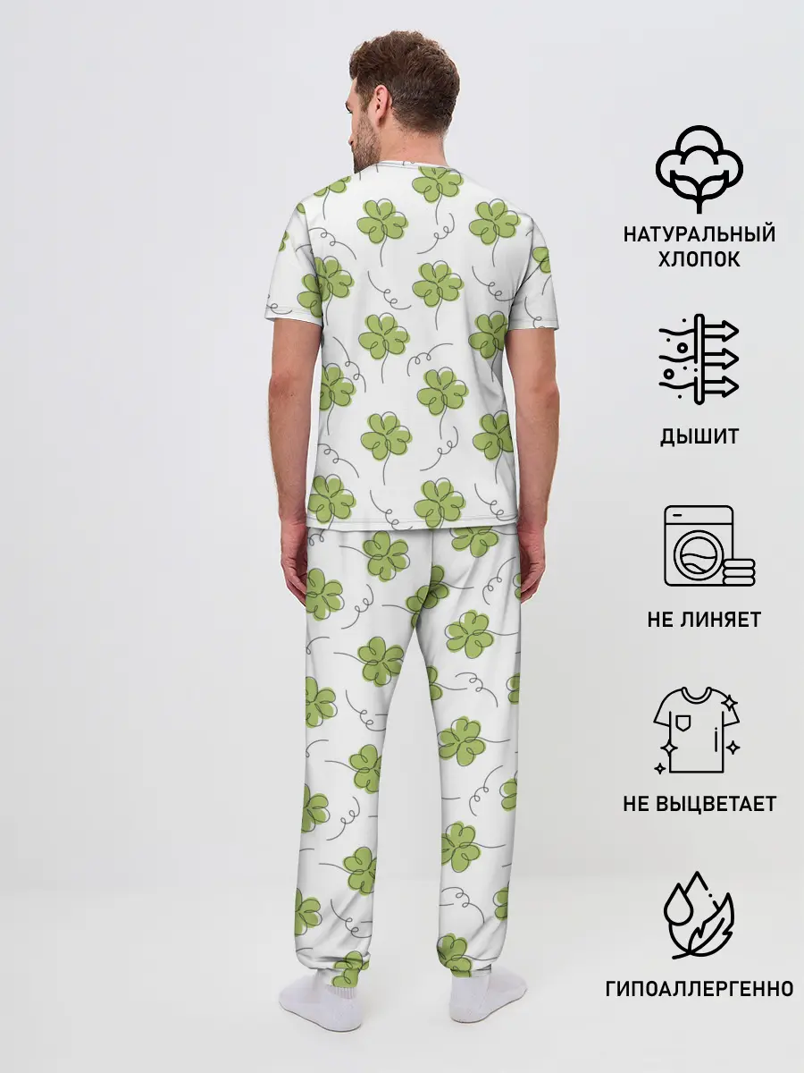 Мужская пижама с брюками / Клевер на День святого Патрика