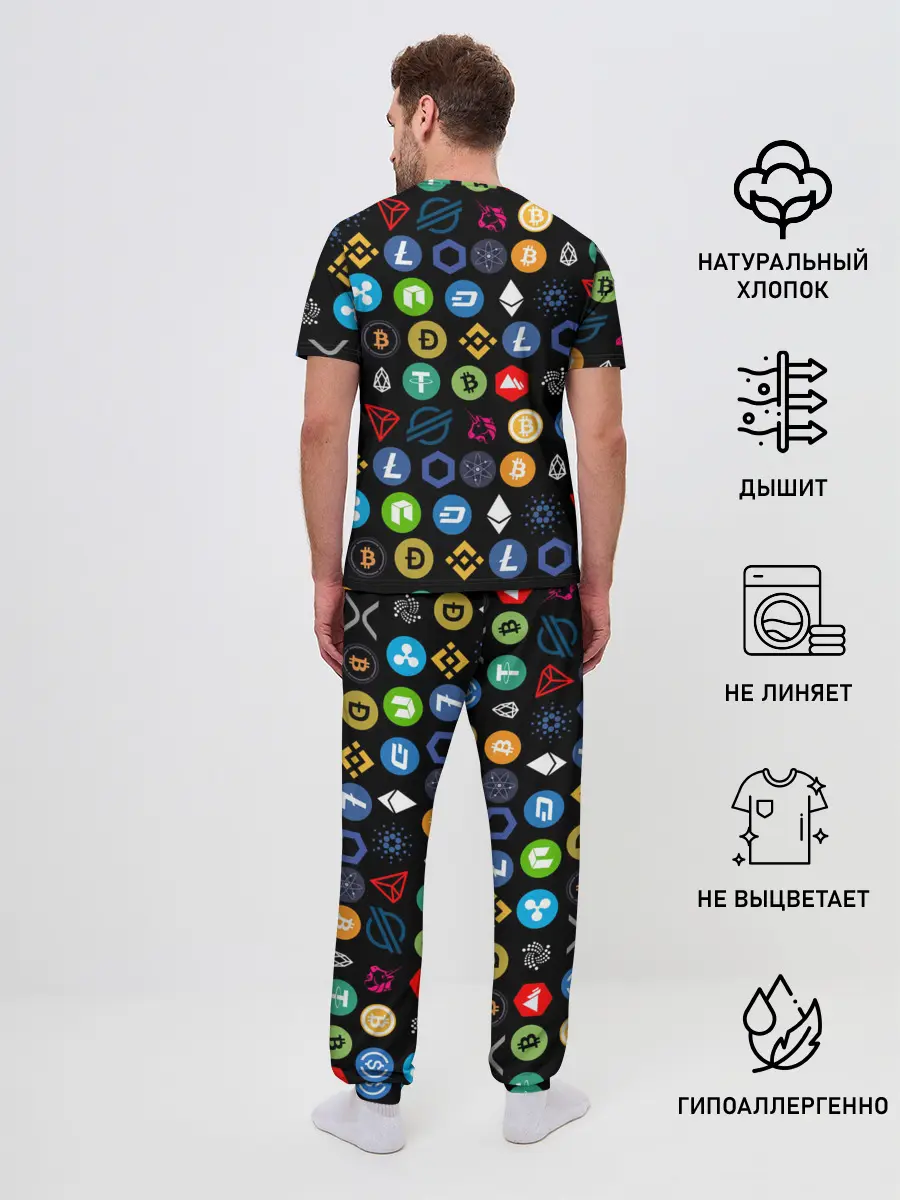 Мужская пижама с брюками / ЛОГОТИПЫ КРИПТОВАЛЮТ | CRYPTOCURRENCIES