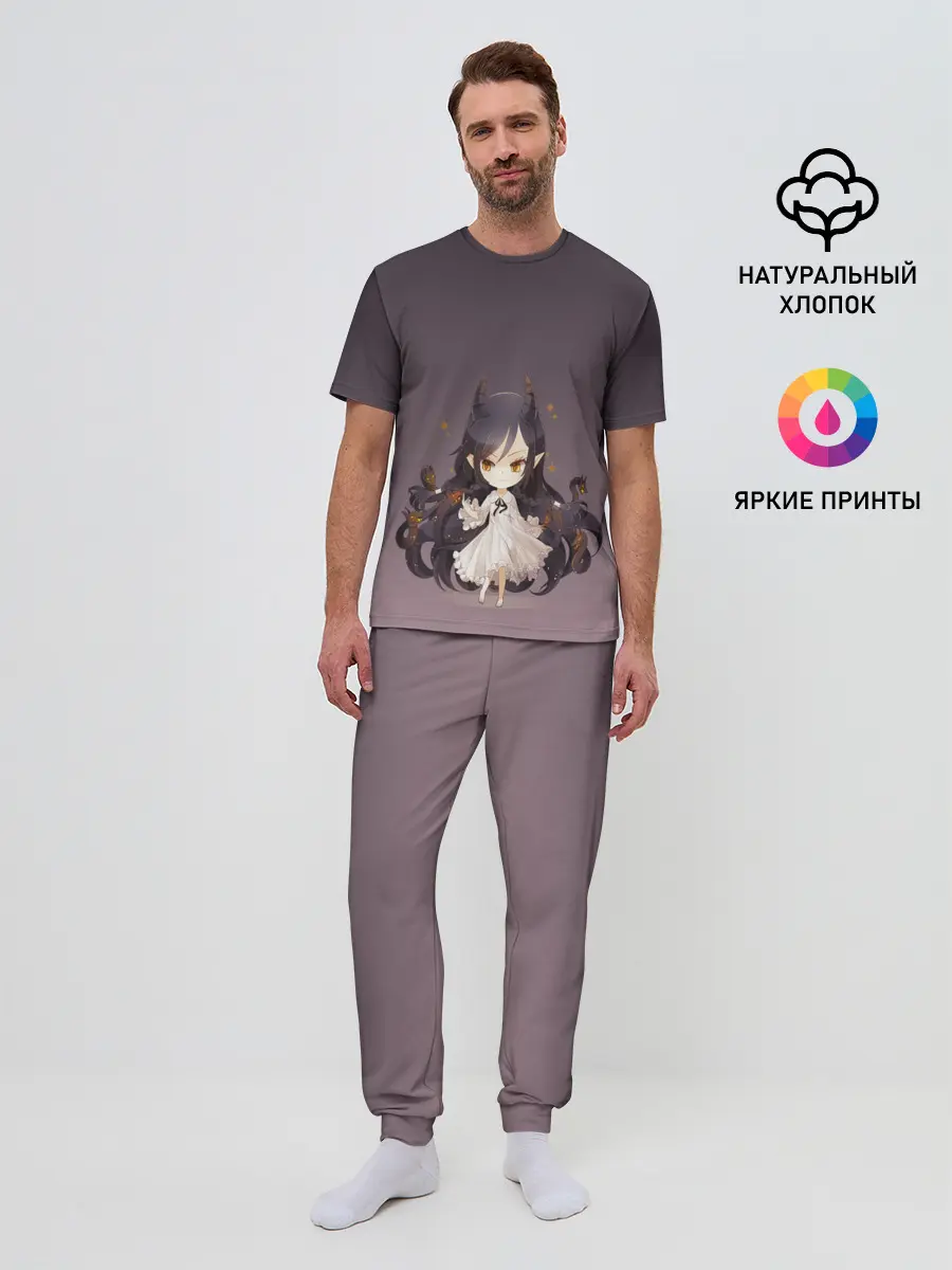 Мужская пижама с брюками / демоница волосы змеи милашка