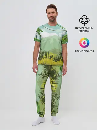 Мужская пижама с брюками / Тропики