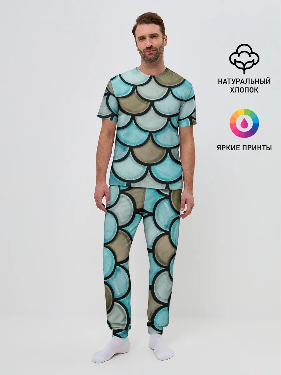 Мужская пижама с брюками / Кожа дракона