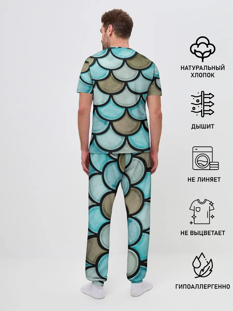Мужская пижама с брюками / Кожа дракона